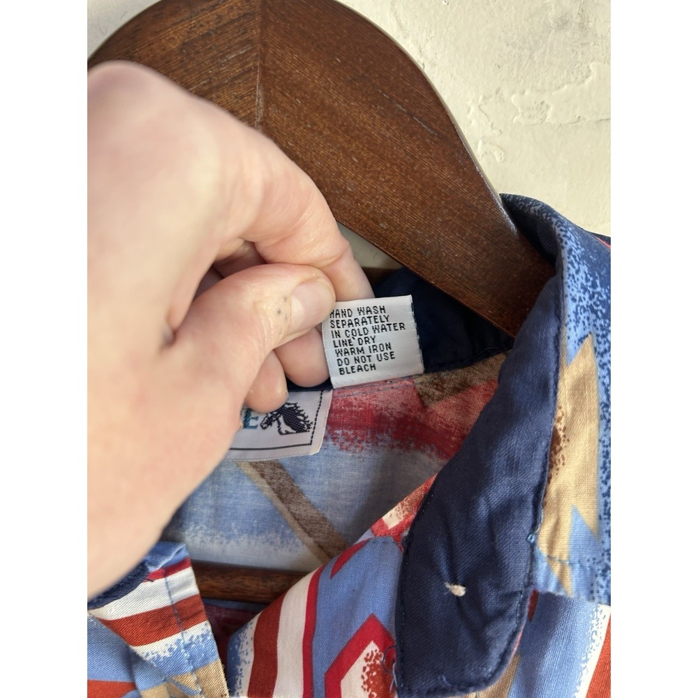 Vintage 90s Pecos Blue Western Button‎ Up Shirt M Southwestern Rodeo Cowgirl - Picture 5 of 8